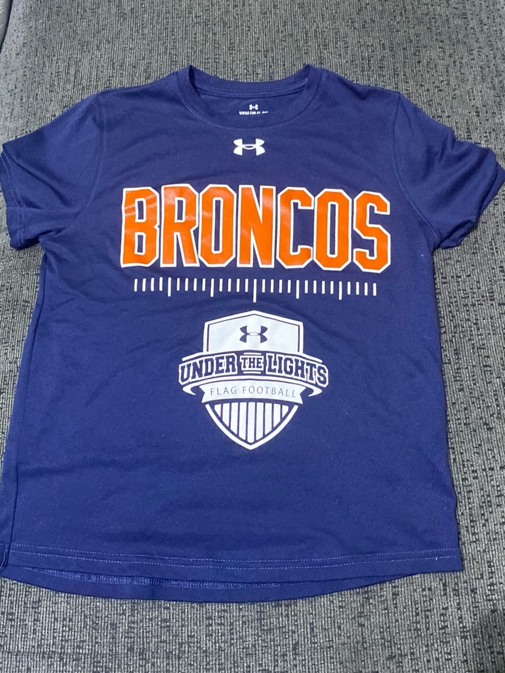 Under Armour Navy and Orange "BRONCOS" Graphic Tee